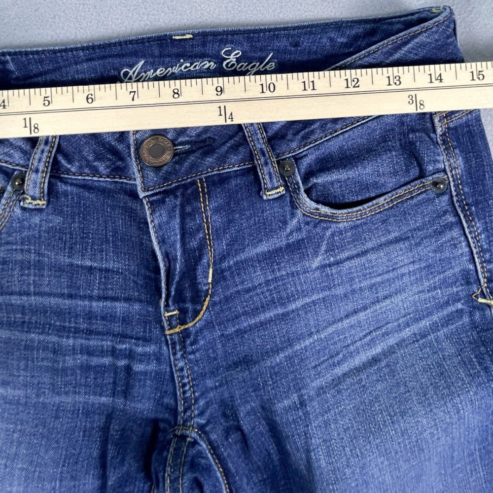 American Eagle Jeans Womens 2 Skinny Kick Super Stretch Low Rise Flare Denim - Picture 4 of 10